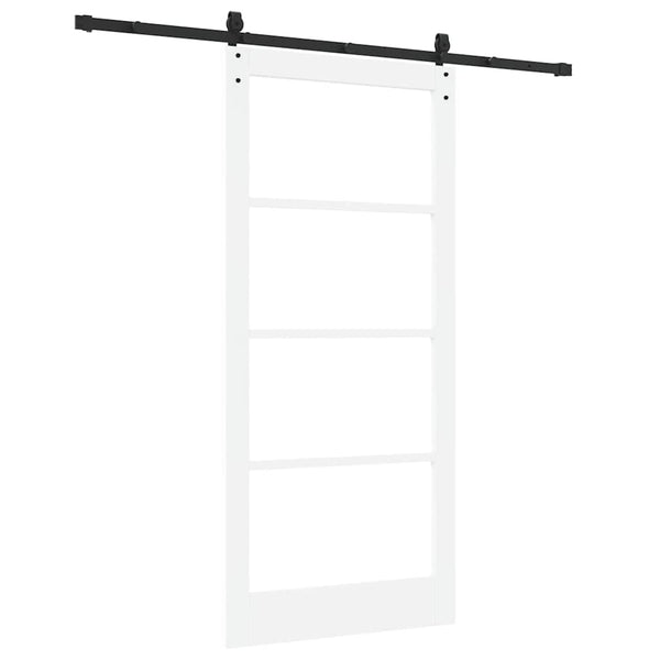 Liukuovi 93 x 202 cm Täysi mänty ja lasi Valkoinen ja musta