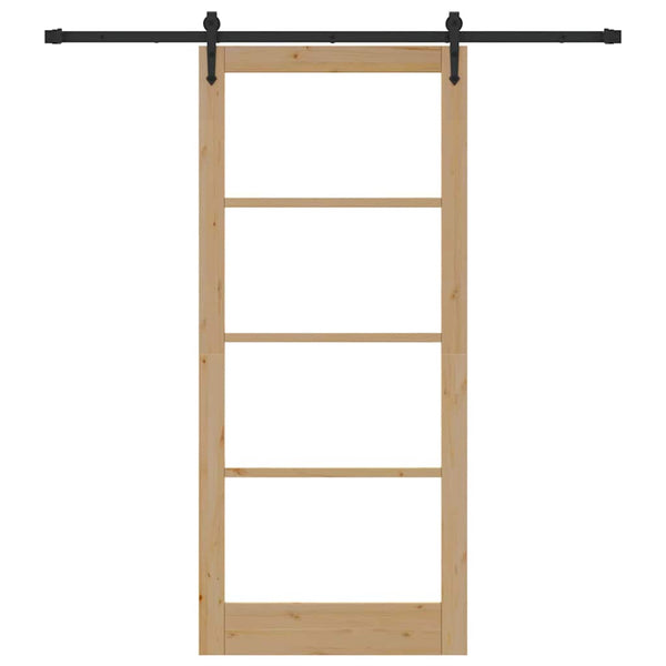 Liukuovi 93 x 211 cm Täysi mänty ja lasi Luonnollinen ja musta