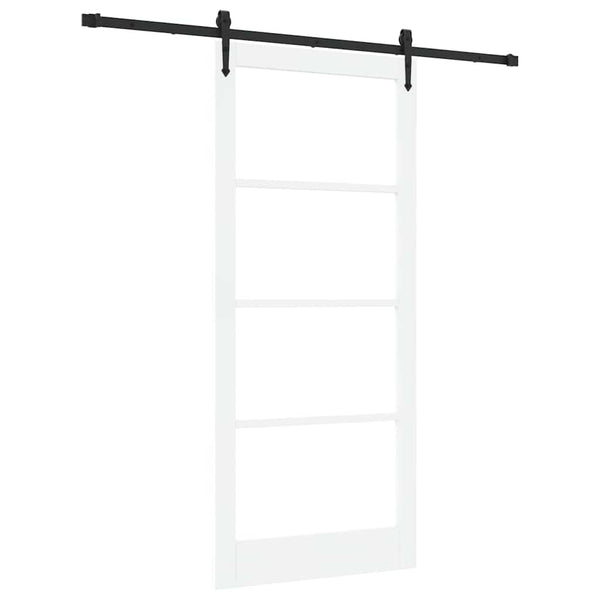 Liukuovi 93 x 211 cm Täysi mänty ja lasi Valkoinen ja musta