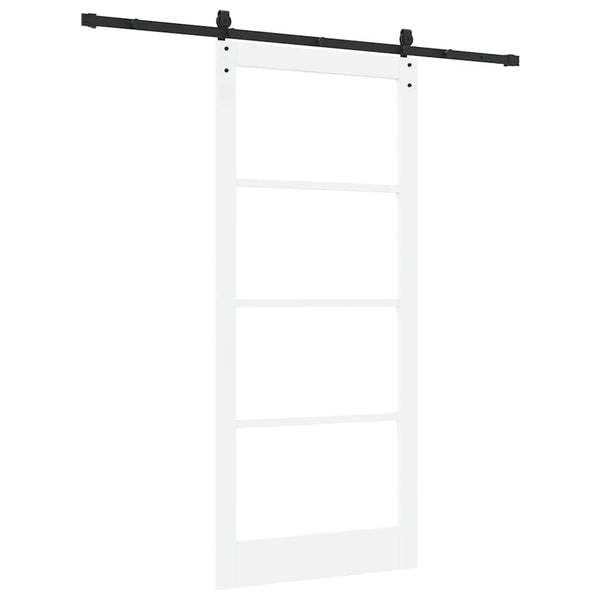 Liukuovi 93 x 211 cm Täysi mänty ja lasi Valkoinen ja musta