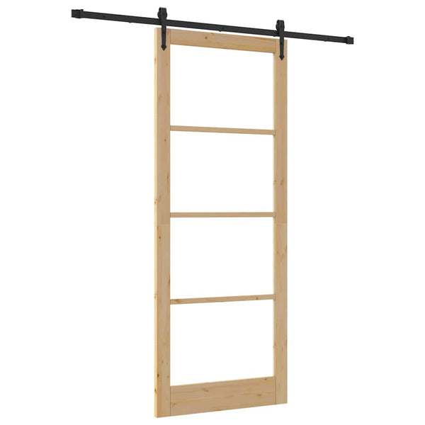 Liukuovi 93 x 232 cm Täysi mänty ja lasi Luonnollinen ja musta