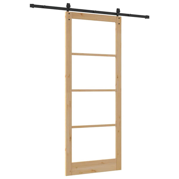 Liukuovi 93 x 232 cm Täysi mänty ja lasi Luonnollinen ja musta