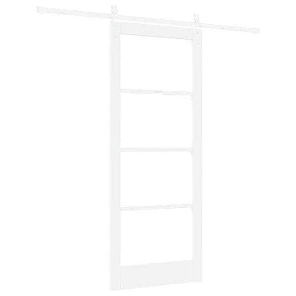 Liukuovi 83 x 202 cm Täysi mänty ja lasi Valkoinen