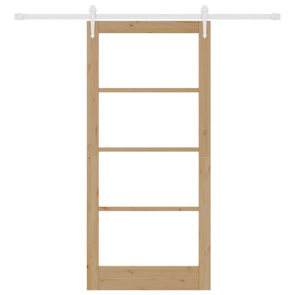 Liukuovi 93 x 202 cm Täysi mänty ja lasi Luonnollinen