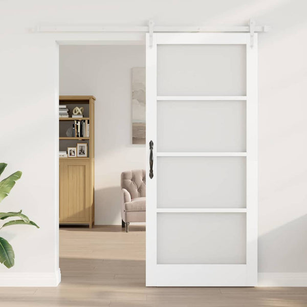 Liukuovi 93 x 211 cm Täysi mänty ja lasi Valkoinen