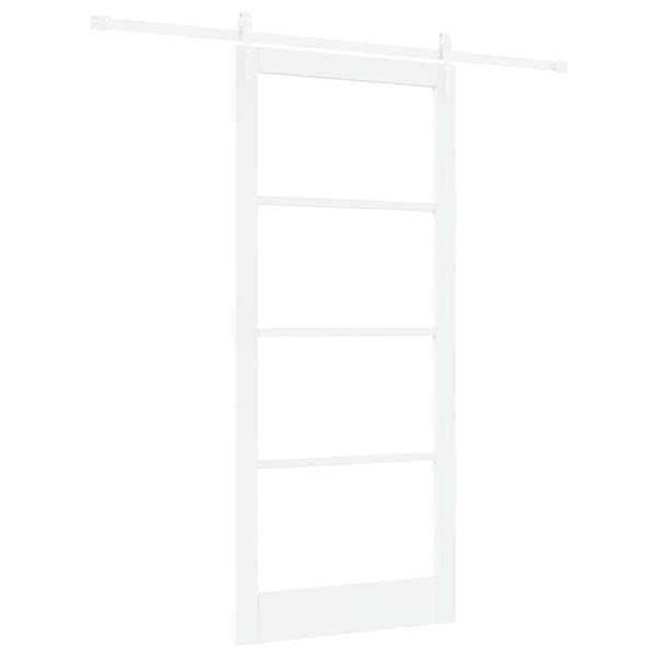Liukuovi 93 x 211 cm Täysi mänty ja lasi Valkoinen