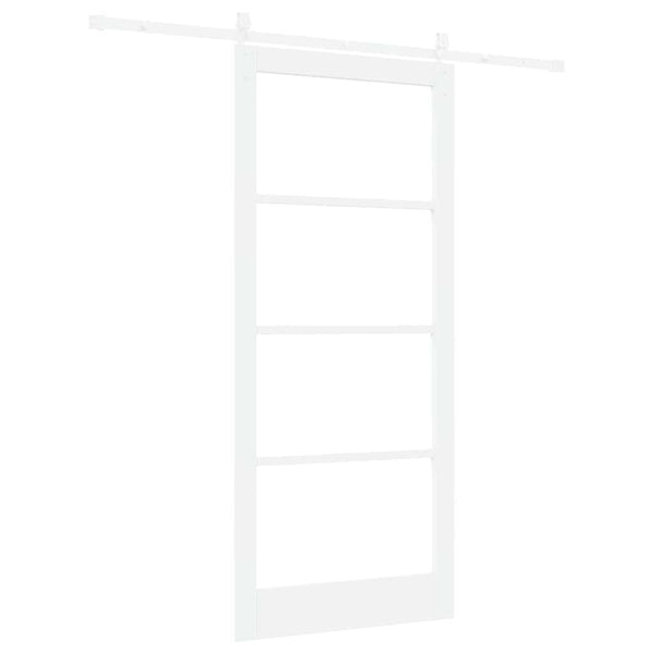 Liukuovi 93 x 211 cm Täysi mänty ja lasi Valkoinen