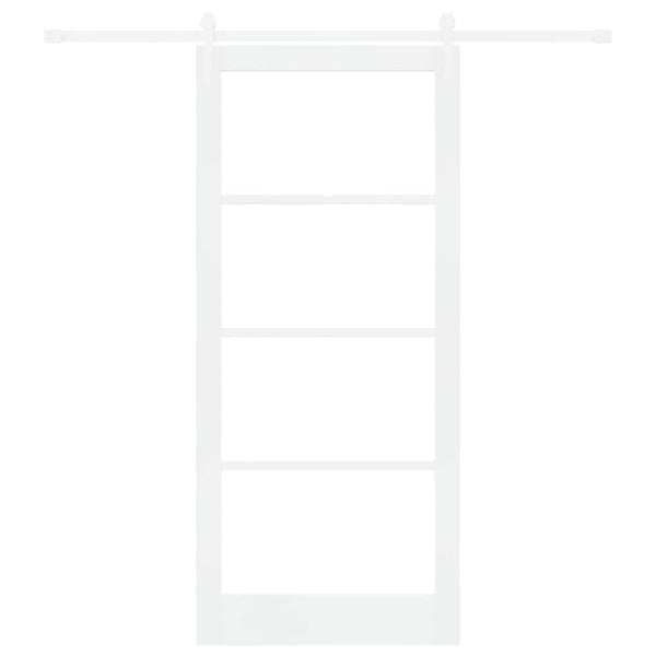 Liukuovi 93 x 211 cm Täysi mänty ja lasi Valkoinen