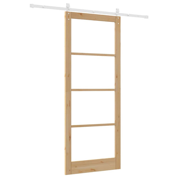 Liukuovi 93 x 232 cm Täysi mänty ja lasi Luonnollinen