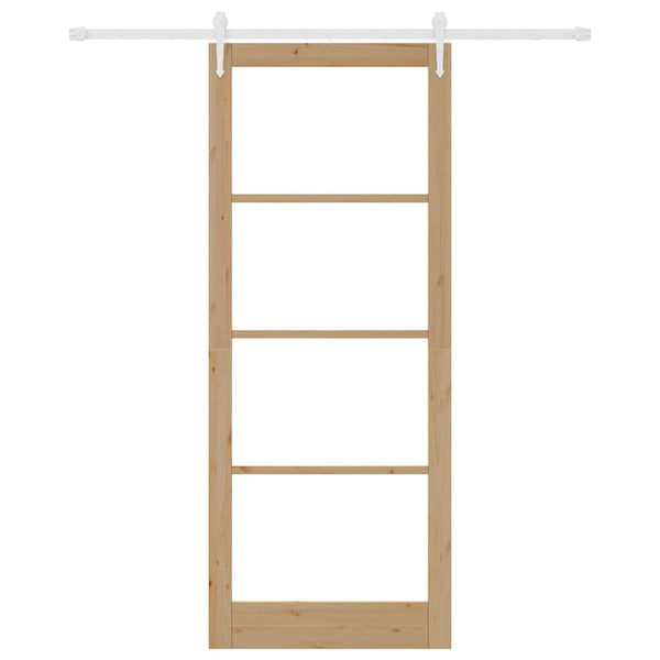 Liukuovi 93 x 232 cm Täysi mänty ja lasi Luonnollinen