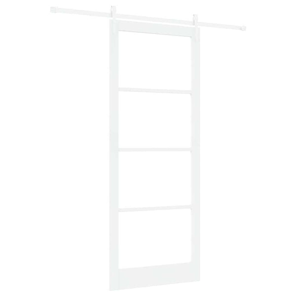 Liukuovi 93 x 232 cm Täysi mänty ja lasi Valkoinen