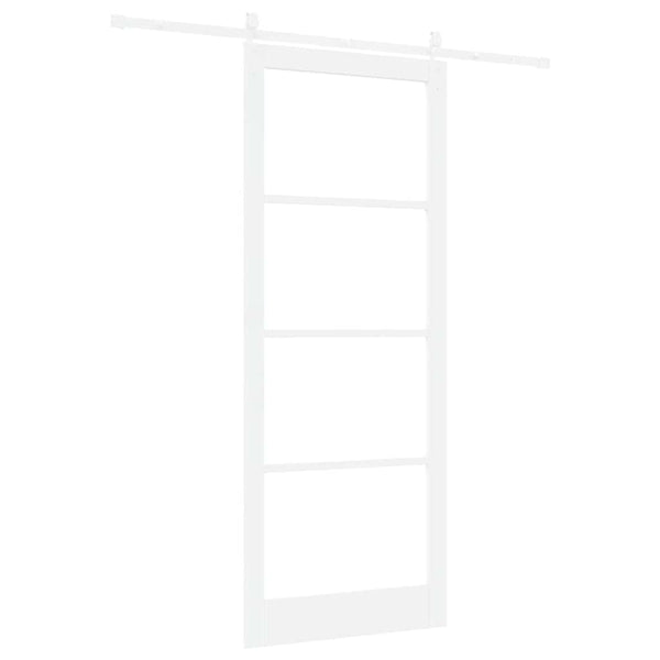 Liukuovi 93 x 232 cm Täysi mänty ja lasi Valkoinen