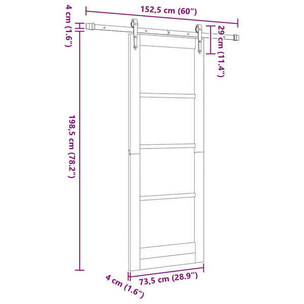Liukuovi ORKDAL 73,5 x 198,5 cm Täysi mänty ja lasi