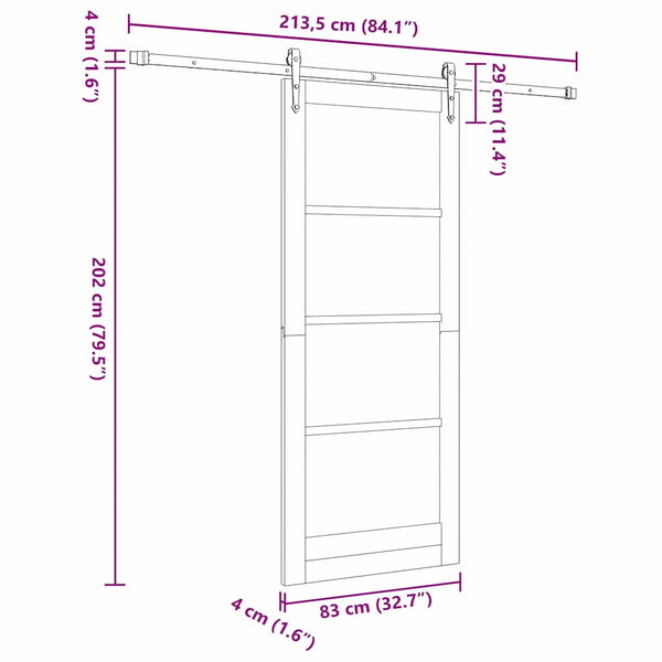 Liukuovi ORKDAL 83 x 202 cm Täysi mänty ja lasi Valkoinen
