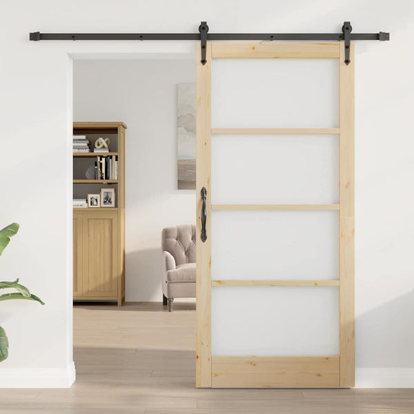 Liukuovi ORKDAL 93 x 202 cm Täysi mänty ja lasi Luonnollinen