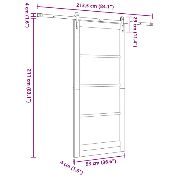 Liukuovi ORKDAL 93 x 211 cm Täysi mänty ja lasi Luonnollinen