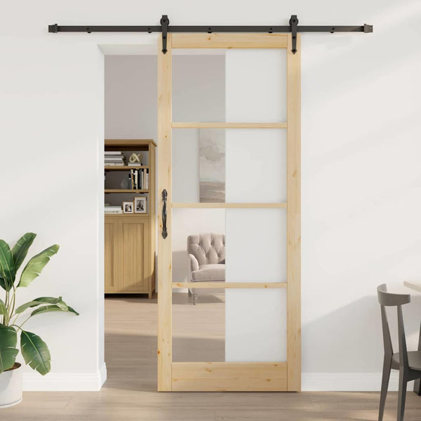Liukuovi ORKDAL 93 x 232 cm Täysi mänty ja lasi Luonnollinen