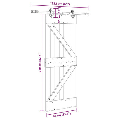 Liukuovi asennustarvikkeineen Graganel 80x210cm (mänty)