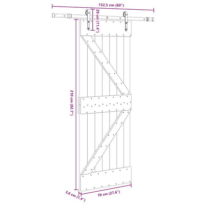 Liukuovi asennustarvikkeineen Tiuca 70x210cm (mänty)