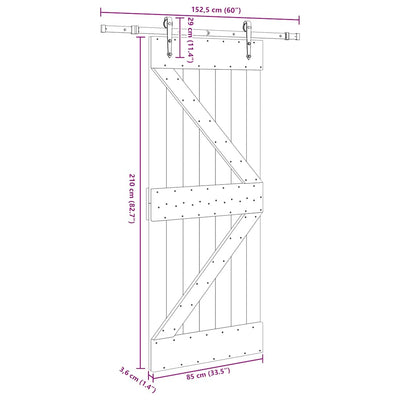 Liukuovi asennustarvikkeineen Tiuca 85x210cm (mänty)