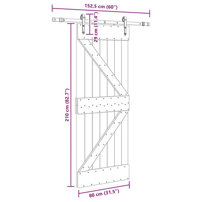 Liukuovi asennustarvikkeineen Tiuca 80x210cm (mänty)