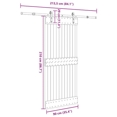Liukuovi asennustarvikkeineen Feodorovici 90x210cm (mänty)
