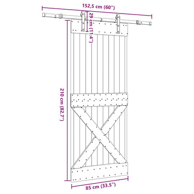 Liukuovi asennustarvikkeineen Lapadat 85x210cm (mänty)