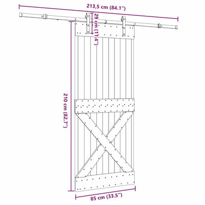 Liukuovi asennustarvikkeineen Lapadat 85x210cm (mänty)
