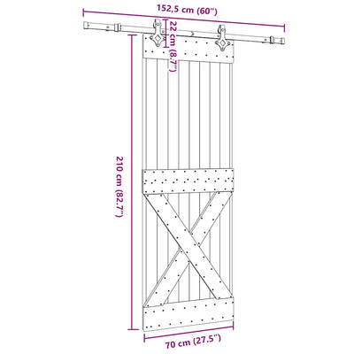 Liukuovi asennustarvikkeineen Graganel 70x210cm (mänty)