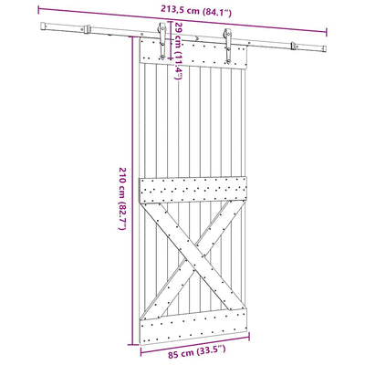 Liukuovi asennustarvikkeineen Tiuca 85x210cm (mänty)