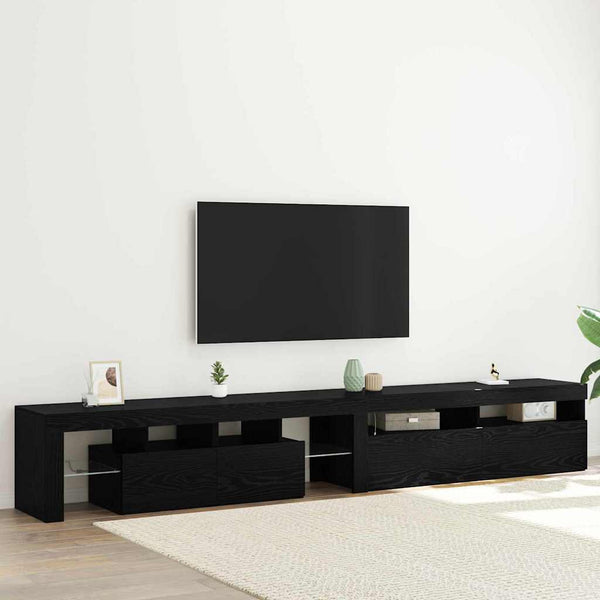 TV-kaapit 2 pcs Musta tammi 260 x 36.5 x 40 cm Tekninen puu