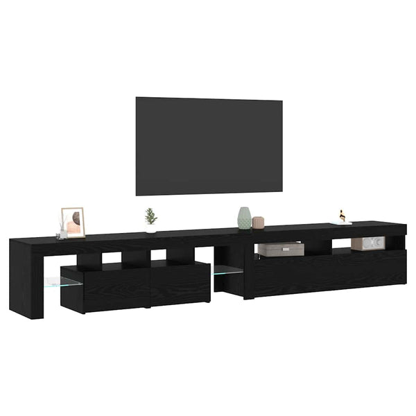 TV-kaapit 2 pcs Musta tammi 260 x 36.5 x 40 cm Tekninen puu