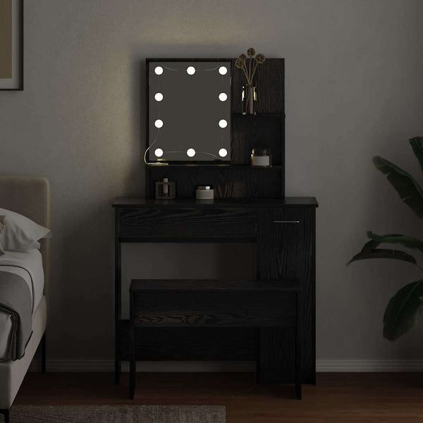LED-Meikkipöytäsetti peilivalot 2 pcs Musta tammi. Tekninen puu