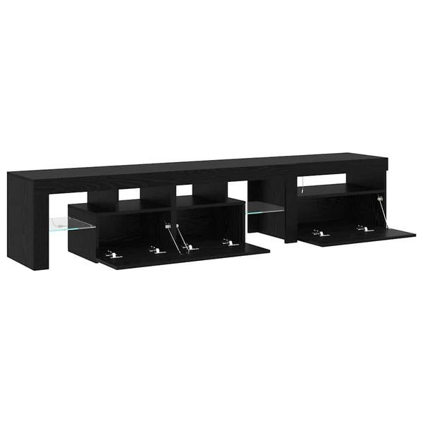 TV-kaapit LED-valoilla 2 pcs Musta tammi. Large Tekninen puu