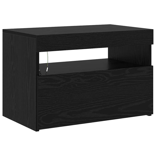 TV-kaapit LED-valoilla 2 pcs Musta tammi. Large Tekninen puu
