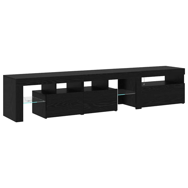 TV-kaapit LED-valoilla 2 pcs Musta tammi. Large Tekninen puu