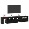 TV-kaapit LED-valoilla 2 pcs Musta tammi. Large Tekninen puu