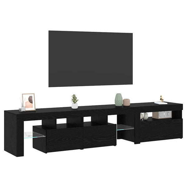 TV-kaapit LED-valoilla 2 pcs Musta tammi. Large Tekninen puu
