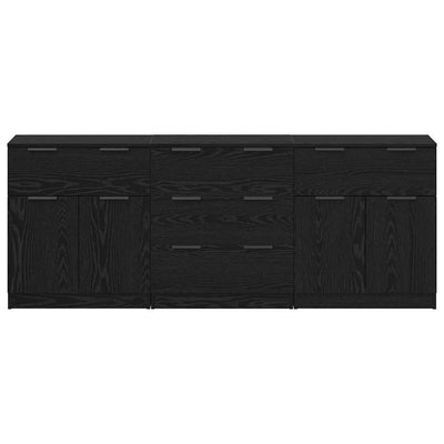 Sivupöytä 3 pcs Musta tammi 60 x 30 x 70 cm Tekninen puu