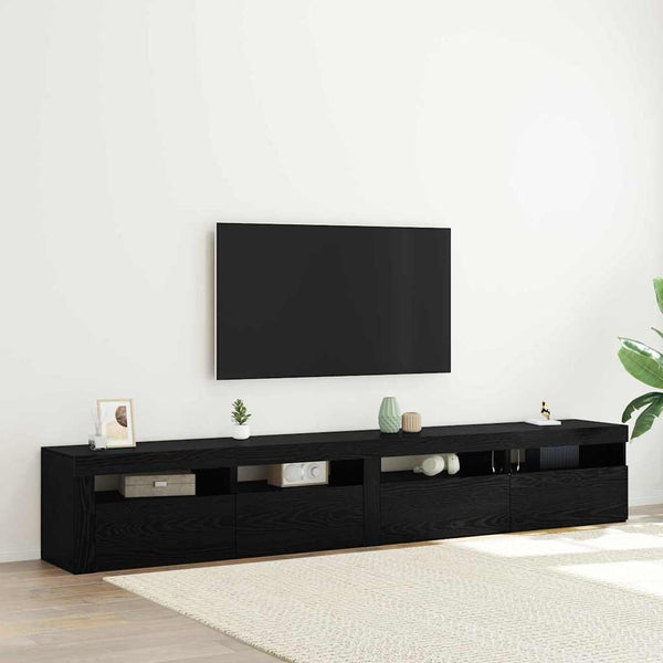 TV-kaappi 3 pcs Musta tammi 240 x 35 x 40 cm Tekninen puu