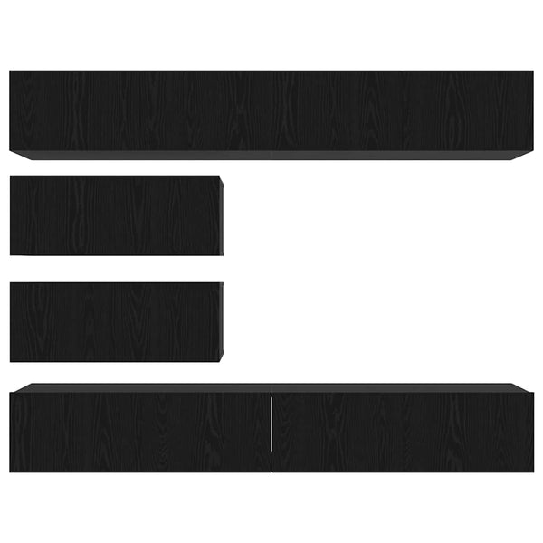 Seinäkiinnitettävä TV-tasosetti 6 kpl Musta tammi Tekninen puu