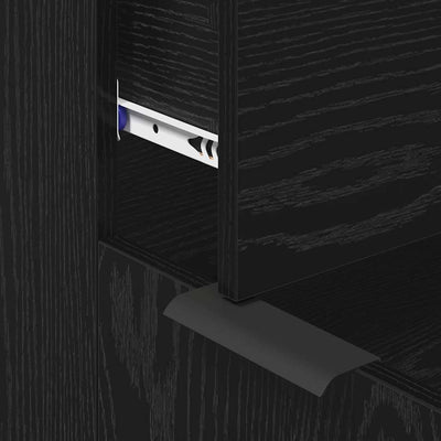 Sivupöytä 3 pcs Musta tammi 121 x 30 x 70 cm Tekninen puu