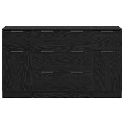 Sivupöytä 3 pcs Musta tammi 121 x 30 x 70 cm Tekninen puu