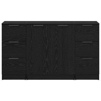 Sivupöytä 3 pcs Musta tammi 121 x 30 x 70 cm Tekninen puu