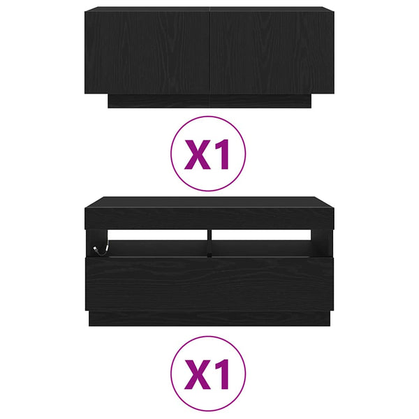 TV-tasosetti 2 pcs Musta 180 x 35 x 40 cm Tekninen puu