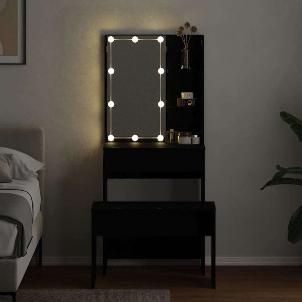 LED-Meikkipöytäsetti peilivalot 2 pcs Musta tammi. Tekninen puu