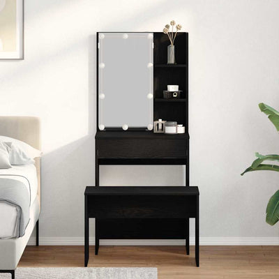 Musta meikkipöytäsarja Serana 60x40x140cm (puinen)