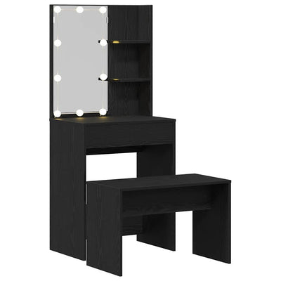 Musta meikkipöytäsarja Serana 60x40x140cm (puinen)