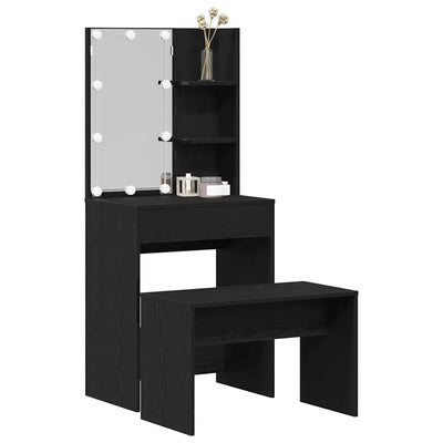 Musta meikkipöytäsarja Serana 60x40x140cm (puinen)