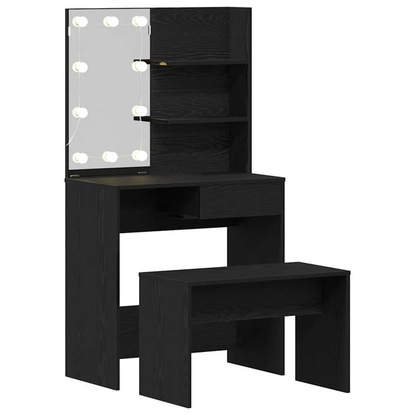 LED-Meikkipöytäsetti peilivalot 2 pcs Musta tammi. Tekninen puu